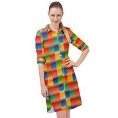 Background Colorful Abstract Long Sleeve Mini Shirt Dress by Simbadda