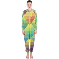 Background Colorful Geometric Hooded Jumpsuit (ladies)  by Simbadda