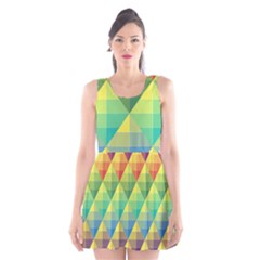 Background Colorful Geometric Scoop Neck Skater Dress by Simbadda