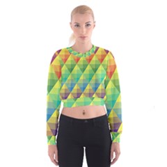 Background Colorful Geometric Cropped Sweatshirt by Simbadda