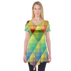 Background Colorful Geometric Short Sleeve Tunic  by Simbadda