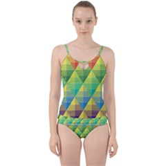 Background Colorful Geometric Cut Out Top Tankini Set by Simbadda