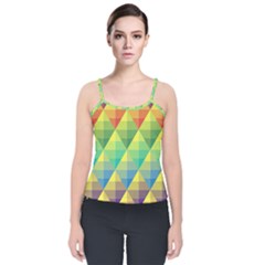 Background Colorful Geometric Velvet Spaghetti Strap Top by Simbadda