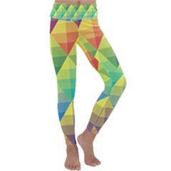 Background Colorful Geometric Kids  Lightweight Velour Classic Yoga Leggings by Simbadda