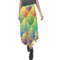 Background Colorful Geometric Velour Split Maxi Skirt