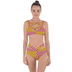 Pop Art Orange Background Bandaged Up Bikini Set  by Simbadda