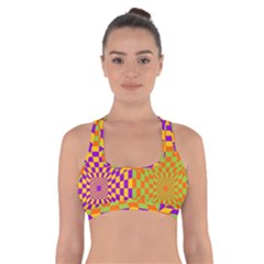 Pop Art Orange Background Cross Back Sports Bra by Simbadda