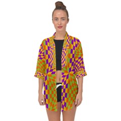 Pop Art Orange Background Open Front Chiffon Kimono by Simbadda