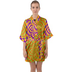 Pop Art Orange Background Quarter Sleeve Kimono Robe by Simbadda