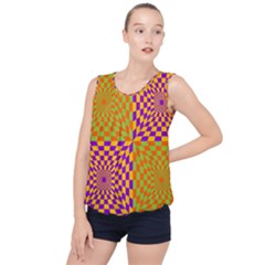 Pop Art Orange Background Bubble Hem Chiffon Tank Top by Simbadda