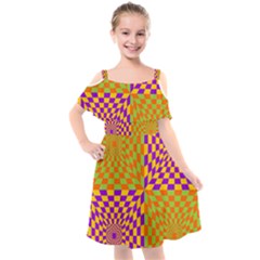 Pop Art Orange Background Kids  Cut Out Shoulders Chiffon Dress