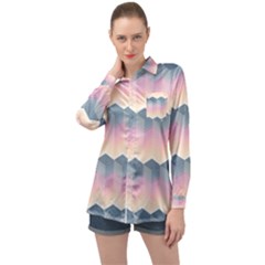 Seamless Pattern Background Block Long Sleeve Satin Shirt