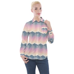 Seamless Pattern Background Block Women s Long Sleeve Pocket Shirt