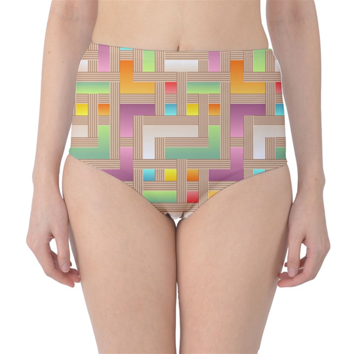 Abstract Background Colorful Classic High-Waist Bikini Bottoms