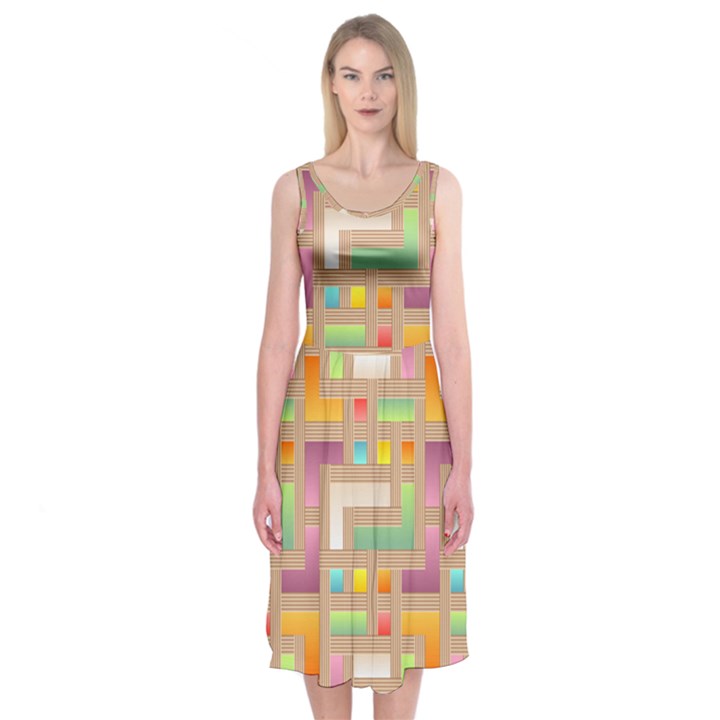 Abstract Background Colorful Midi Sleeveless Dress