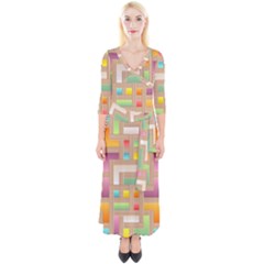 Abstract Background Colorful Quarter Sleeve Wrap Maxi Dress by Simbadda