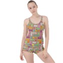 Abstract Background Colorful Boyleg Tankini Set  View1