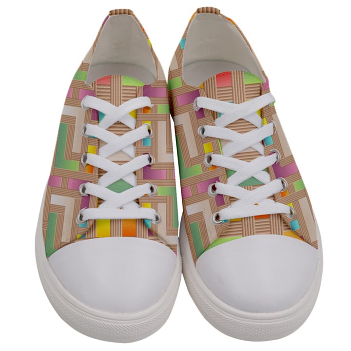 Abstract Background Colorful Women s Low Top Canvas Sneakers