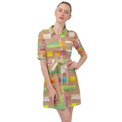 Abstract Background Colorful Belted Shirt Dress by Simbadda