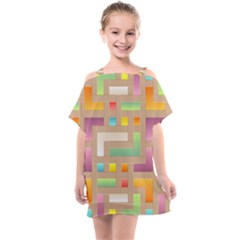 Abstract Background Colorful Kids  One Piece Chiffon Dress