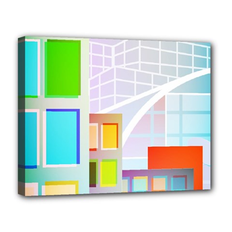 City Modern Business Skyscrapers Canvas 14  X 11  (stretched) by Simbadda