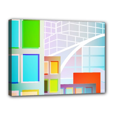 City Modern Business Skyscrapers Canvas 16  X 12  (stretched) by Simbadda