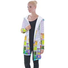 City Modern Business Skyscrapers Longline Hooded Cardigan by Simbadda