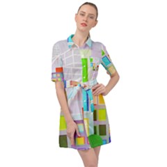 City Modern Business Skyscrapers Belted Shirt Dress