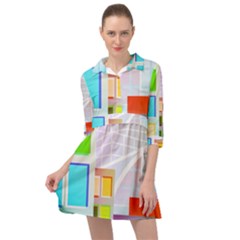 City Modern Business Skyscrapers Mini Skater Shirt Dress