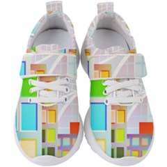 City Modern Business Skyscrapers Kids  Velcro Strap Shoes by Simbadda