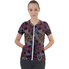 Animated Ornament Background Fractal Art Short Sleeve Zip Up Jacket