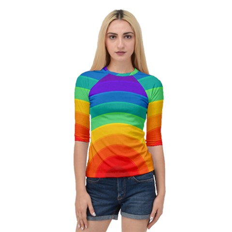 Rainbow Background Colorful Quarter Sleeve Raglan Tee by Simbadda