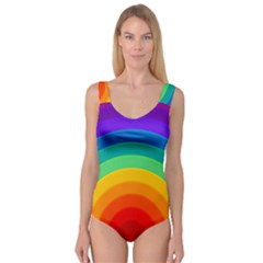 Rainbow Background Colorful Princess Tank Leotard  by Simbadda