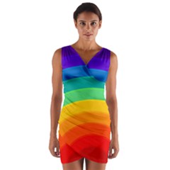 Rainbow Background Colorful Wrap Front Bodycon Dress