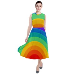 Rainbow Background Colorful Round Neck Boho Dress