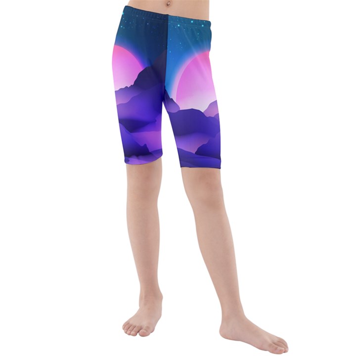 Mountain Sunrise Mountains Sunrise Kids  Mid Length Swim Shorts