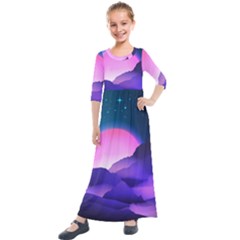 Mountain Sunrise Mountains Sunrise Kids  Quarter Sleeve Maxi Dress by Simbadda