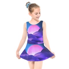 Mountain Sunrise Mountains Sunrise Kids  Skater Dress Swimsuit by Simbadda