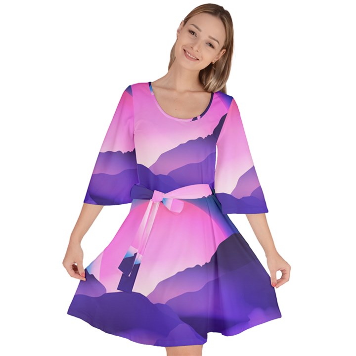 Mountain Sunrise Mountains Sunrise Velour Kimono Dress