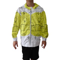 Urban City Skyline Sketch Kids  Hooded Windbreaker by Simbadda