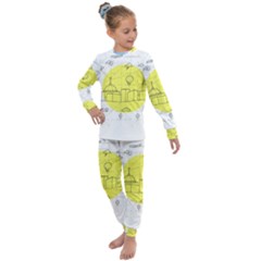 Urban City Skyline Sketch Kids  Long Sleeve Set  by Simbadda