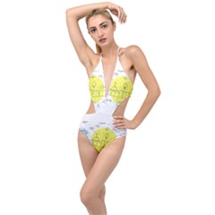 Urban City Skyline Sketch Plunging Cut Out Swimsuit by Simbadda