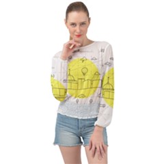 Urban City Skyline Sketch Banded Bottom Chiffon Top