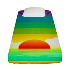 Seaside Sunrise Colorful Ocean Sea Fitted Sheet (single Size) by Simbadda