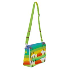 Seaside Sunrise Colorful Ocean Sea Shoulder Bag With Back Zipper by Simbadda