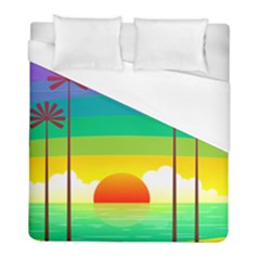 Seaside Sunrise Colorful Ocean Sea Duvet Cover (full/ Double Size) by Simbadda