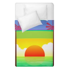 Seaside Sunrise Colorful Ocean Sea Duvet Cover Double Side (single Size) by Simbadda