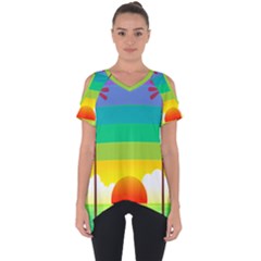 Seaside Sunrise Colorful Ocean Sea Cut Out Side Drop Tee by Simbadda