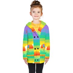 Seaside Sunrise Colorful Ocean Sea Kids  Double Breasted Button Coat by Simbadda