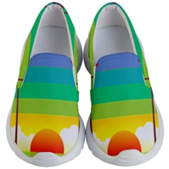 Seaside Sunrise Colorful Ocean Sea Kids  Lightweight Slip Ons by Simbadda